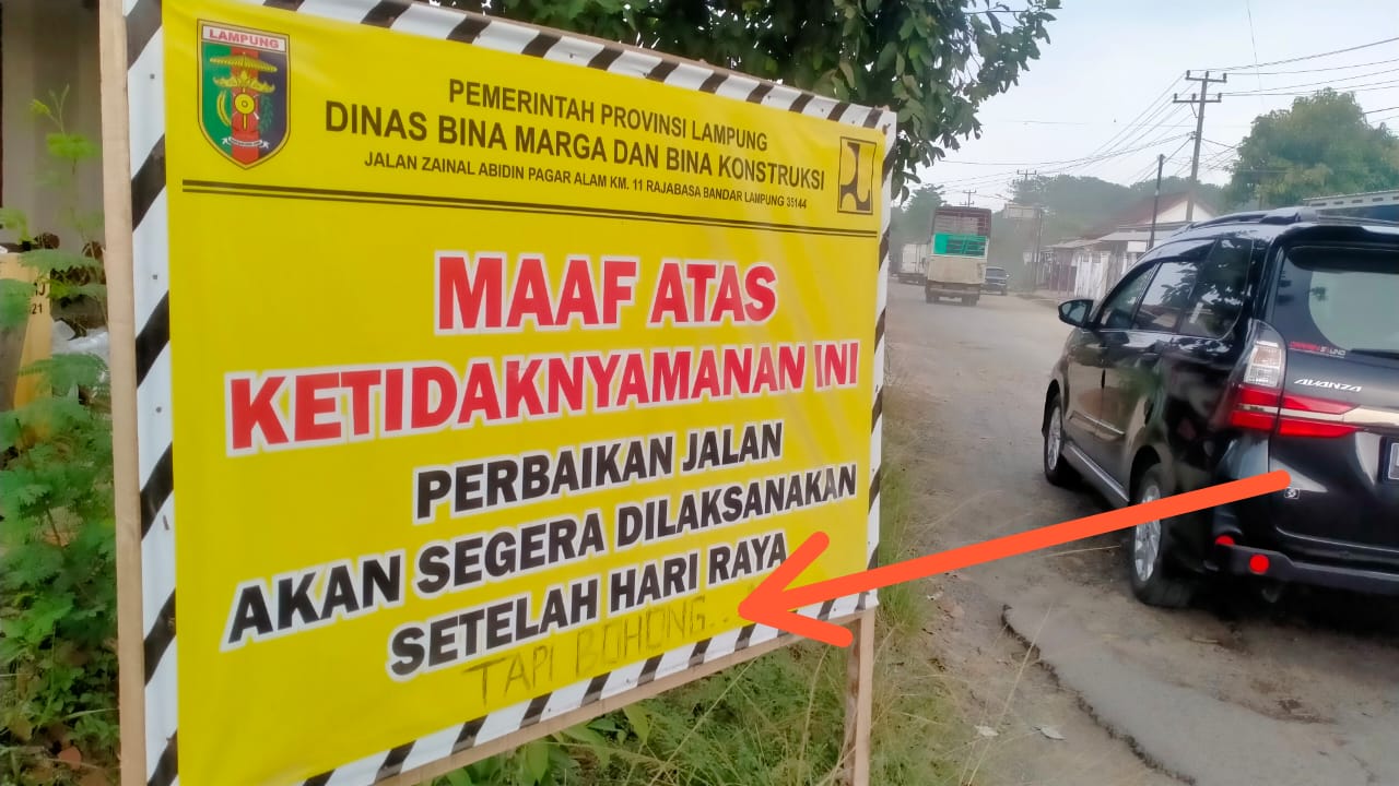 Pemprov Lampung Perbaiki Jalan Rusak Usai Lebaran 2023, Masyarakat: Tapi Bohong