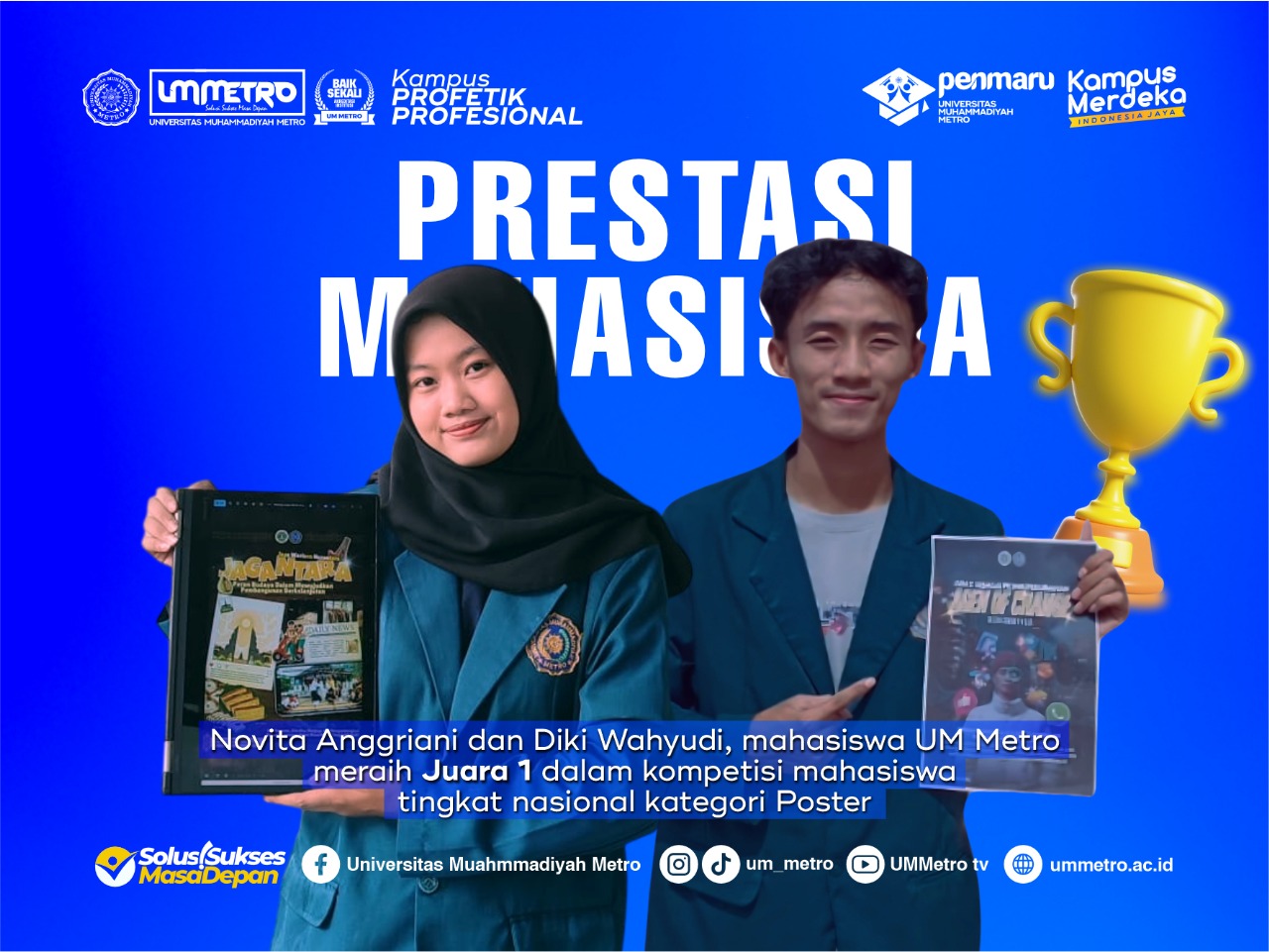 Mahasiswa UM Metro Borong Juara 1 di Kompetisi Poster Nasional Universitas Ahmad Dahlan 2025