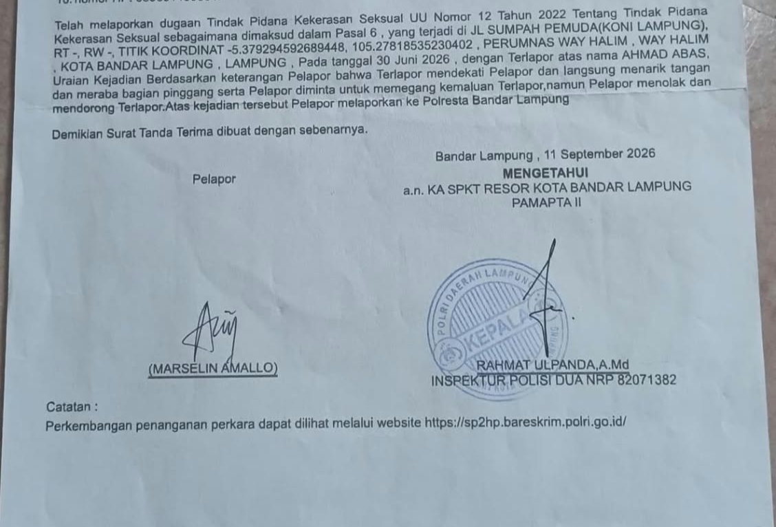 Pengurus KONI dan Pelatih Renang Bandarlampung Mesum Dilaporkan ke Polisi