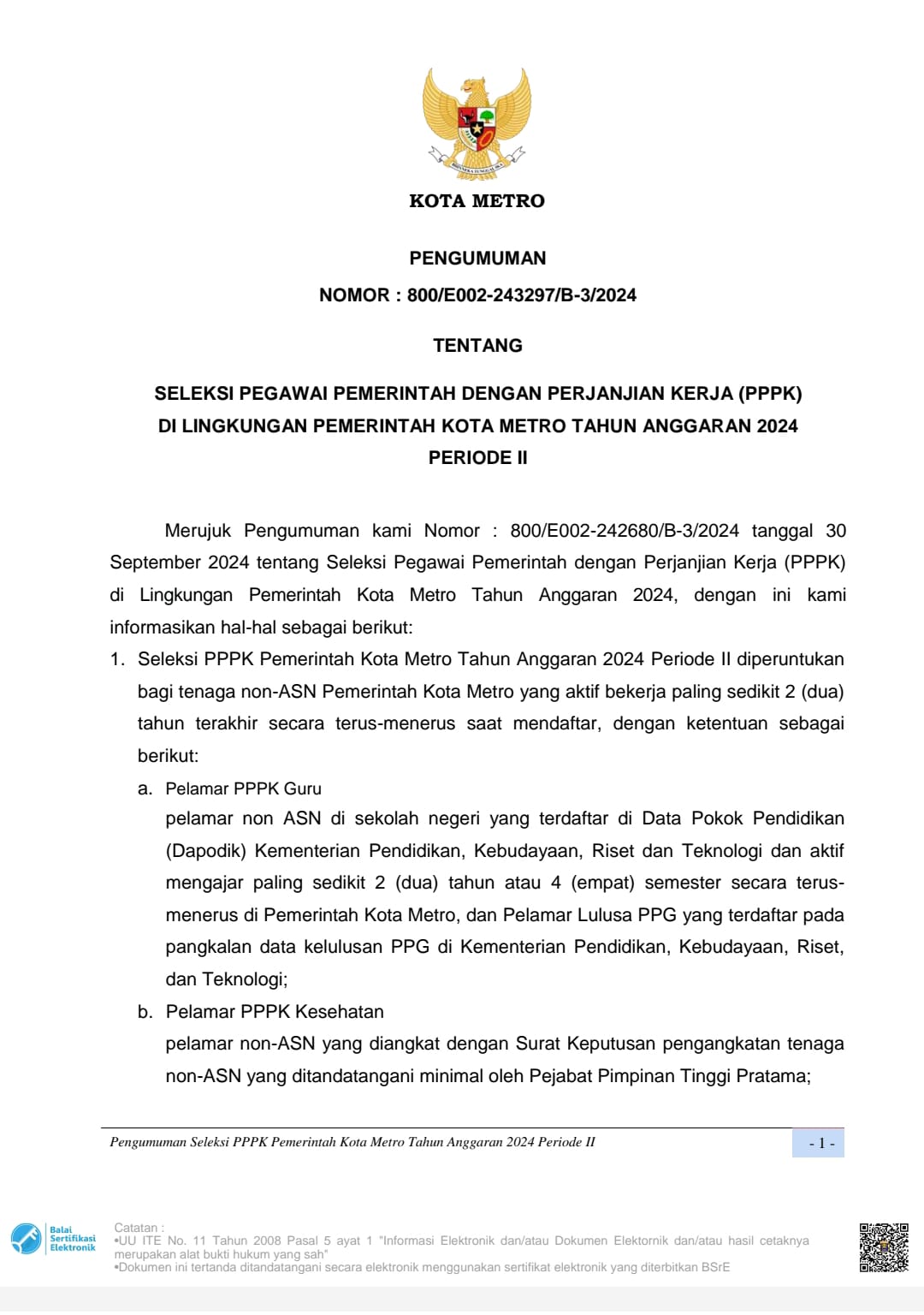 16 Pelamar PPPK Periode I di Metro Dinyatakan Tidak Memenuhi Syarat, Ini Alasannya! 