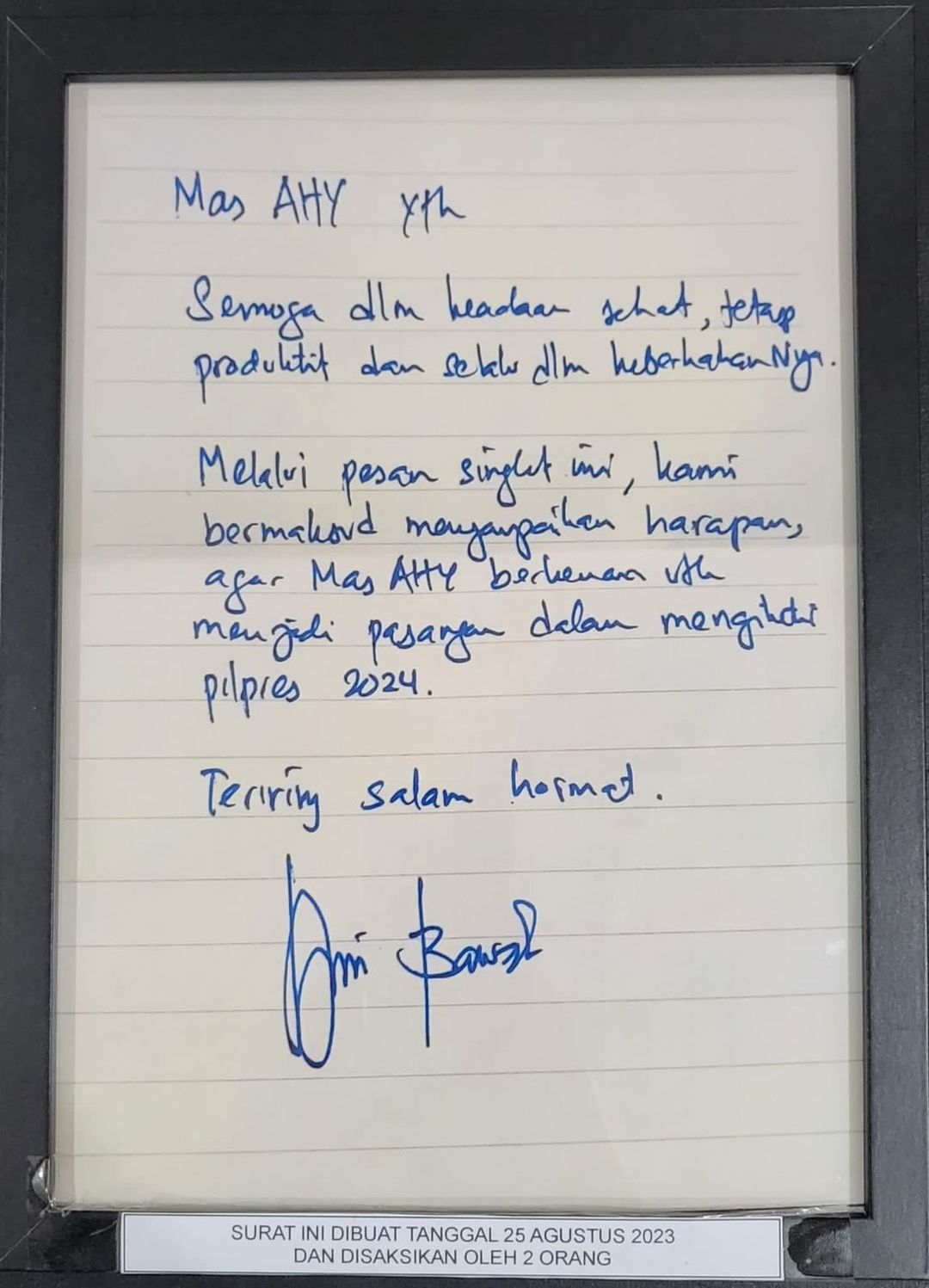 Demokrat Ungkap Surat Pribadi Anies Baswedan yang Inginkan AHY Sebagai Wakilnya