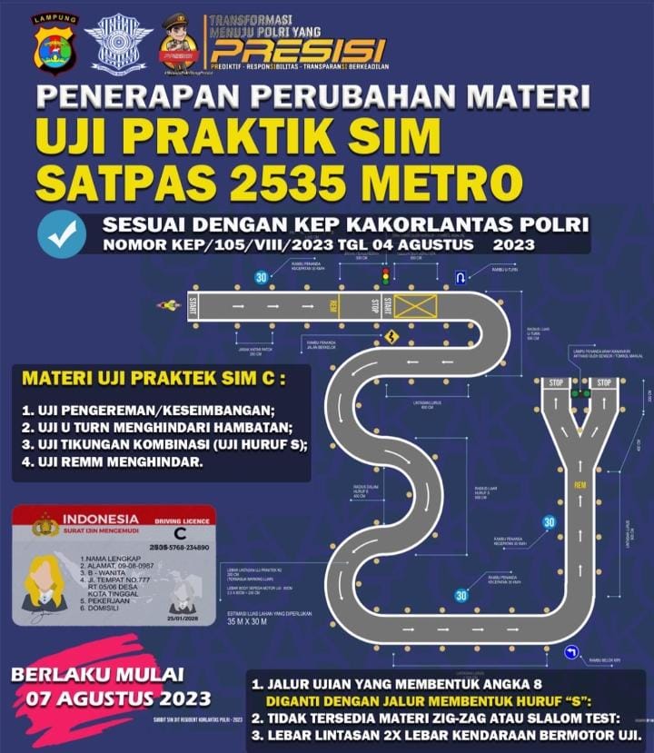 Polres Metro Terapkan Uji Praktek SIM C Terbaru