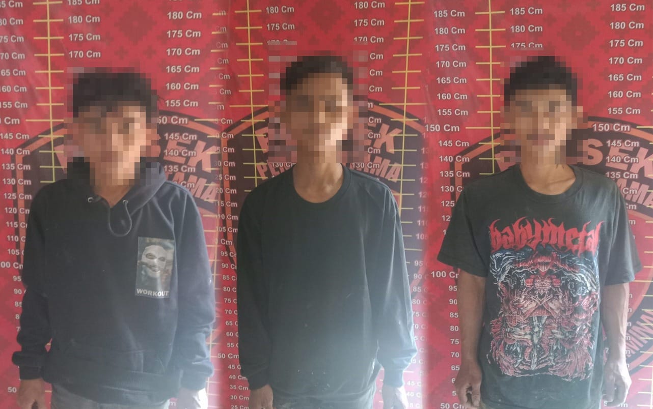Polsek Penawartama Dibantu Warga Tangkap Tiga Pemuda Pencuri Kabel Milik PLN