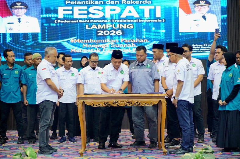 Bupati Pringsewu Resmi Dilantik sebagai Ketua FESPATI Lampung Periode 2026–2031
