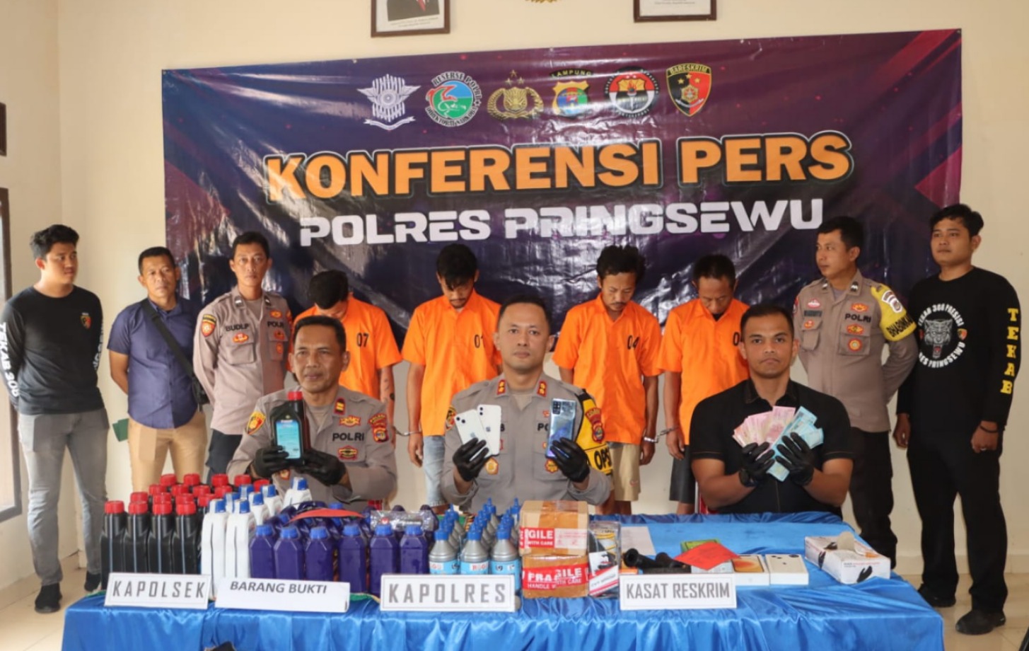Polres Pringsewu Ungkap Dua Kasus Tindak Pidana Pencurian, Empat Pelaku Ditangkap
