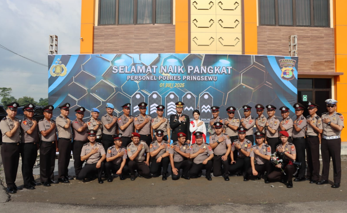 42 Personel Polres Pringsewu Naik Pangkat, Kado Spesial di Hari Bhayangkara ke-79