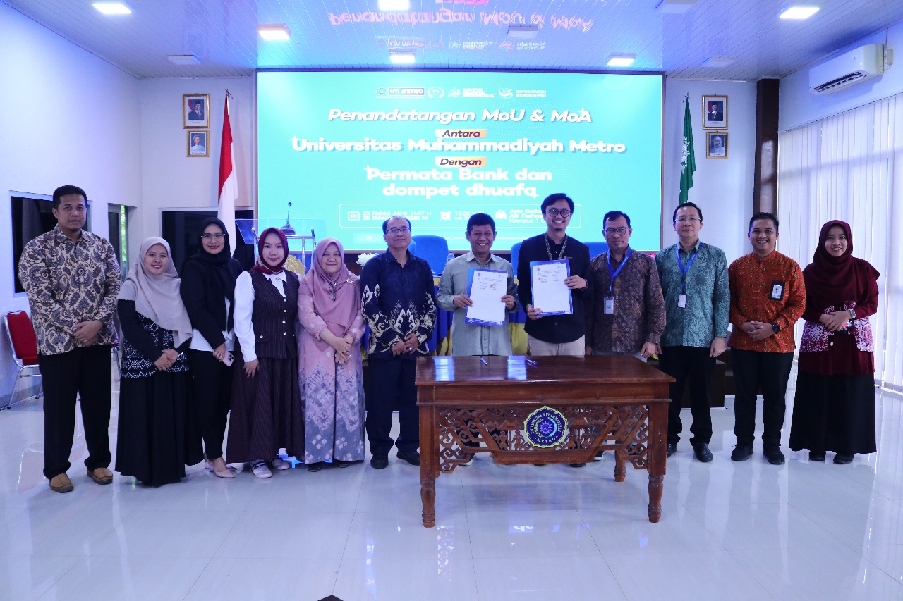 Perkuat Pemberdayaan Mahasiswa, UM Metro Teken MoU dan MoA dengan Bank Permata & Dompet Dhuafa
