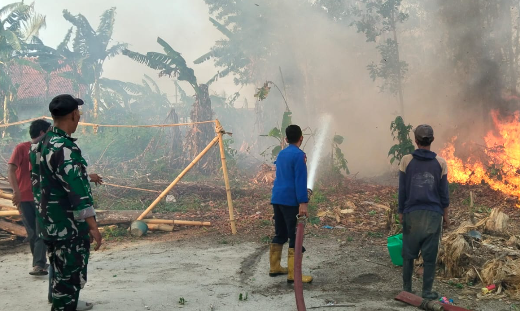 Kebakaran Lahan di Banjar Agung Tulang Bawang, Damkar Gerak Cepat Padamkan Api
