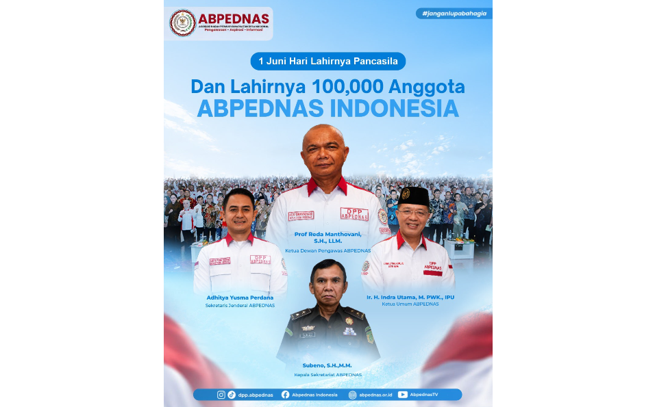 Keren! ABPEDNAS Catat 100 Ribu Anggota Bertepatan Hari Lahir Pancasila 2026