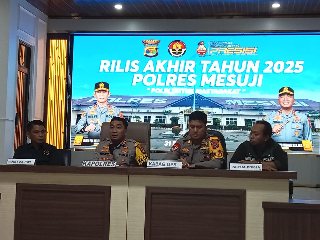 Polres Mesuji Gelar Siaran Pers Akhir Tahun 2025, Ini Rinciannya