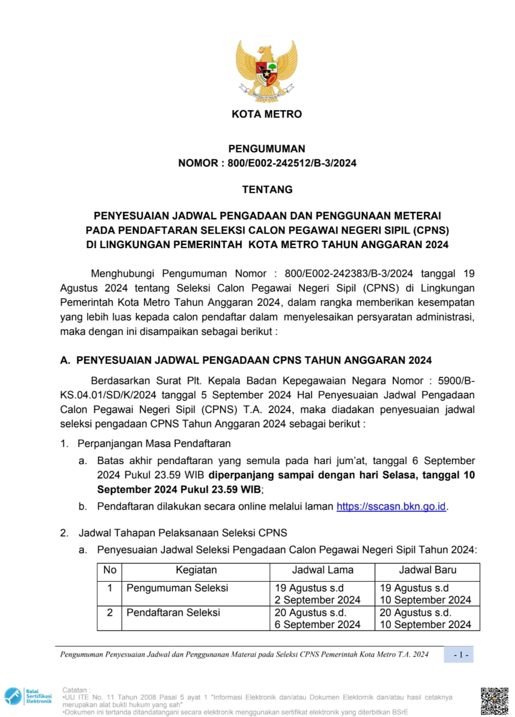 Pendaftaran CPNS Diperpanjang, 1.300 Pelamar Pilih Daftar ke Kota Metro! 