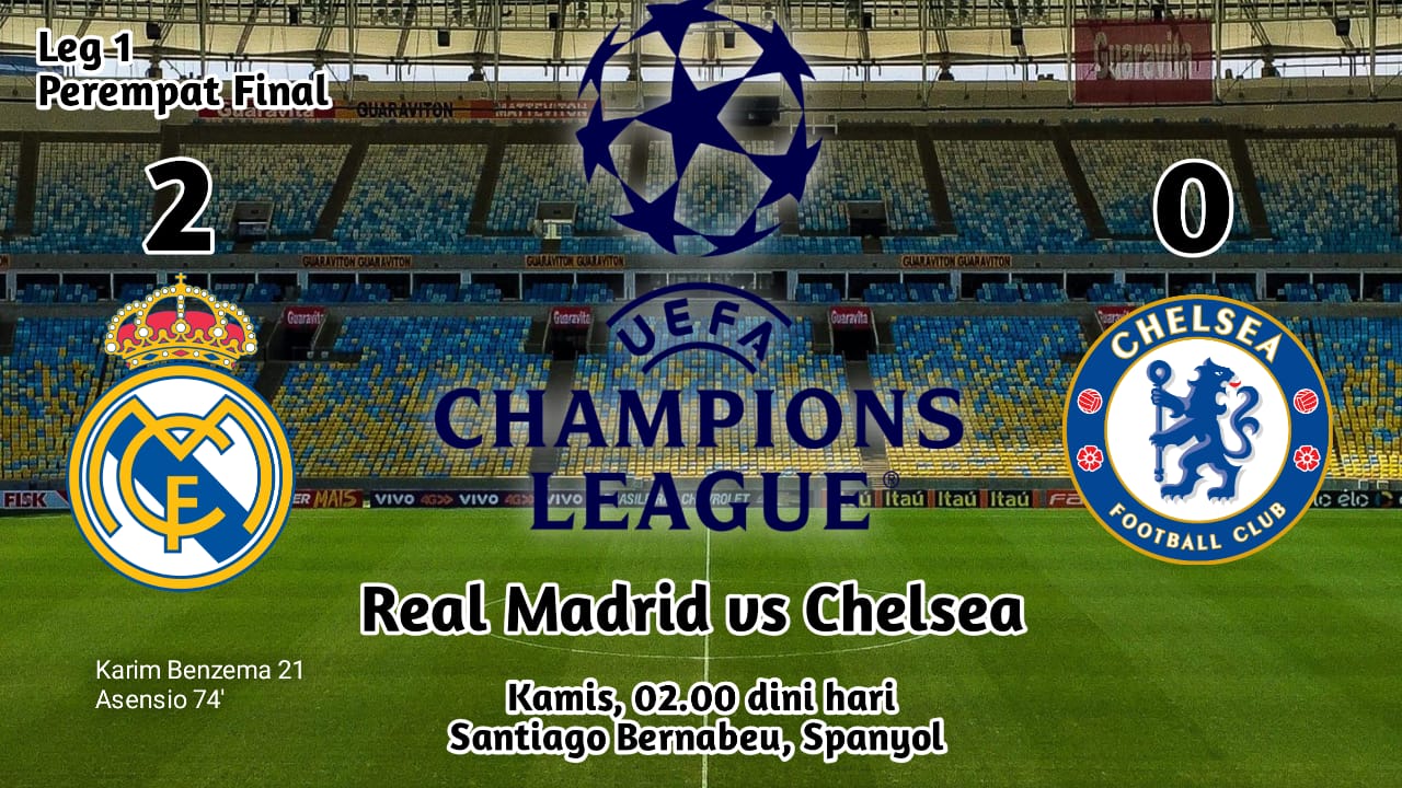Ulasan Real Madrid vs Chealsea Leg I Liga Champions 2023