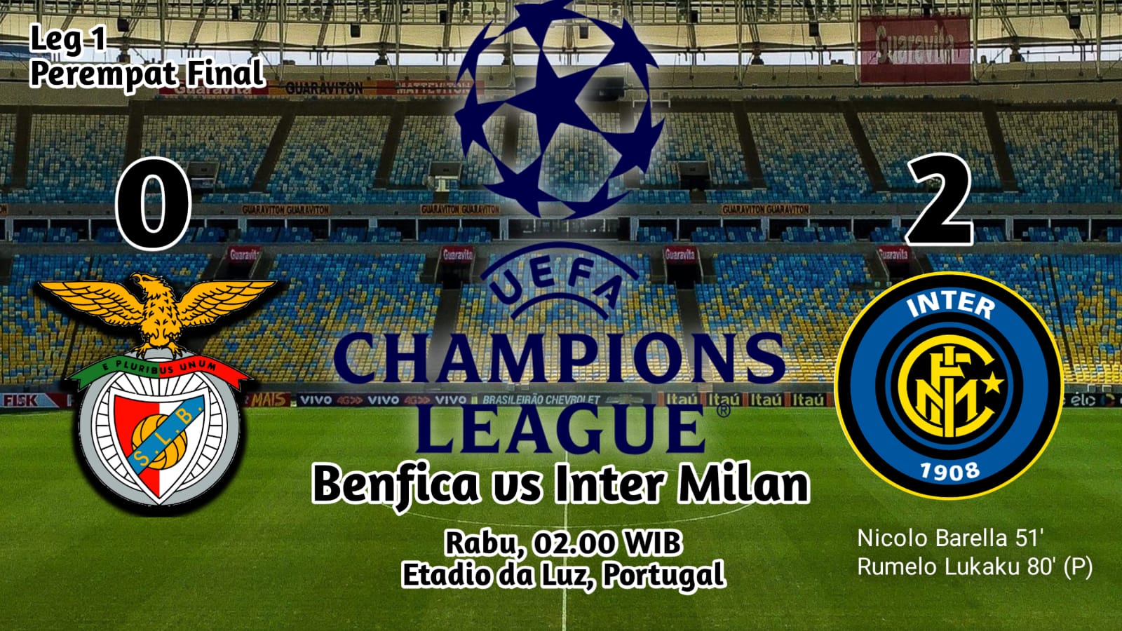 Hasil Akhir Benfica vs Inter Milan: il Nerazzurri Berjaya di Kandang Lawan