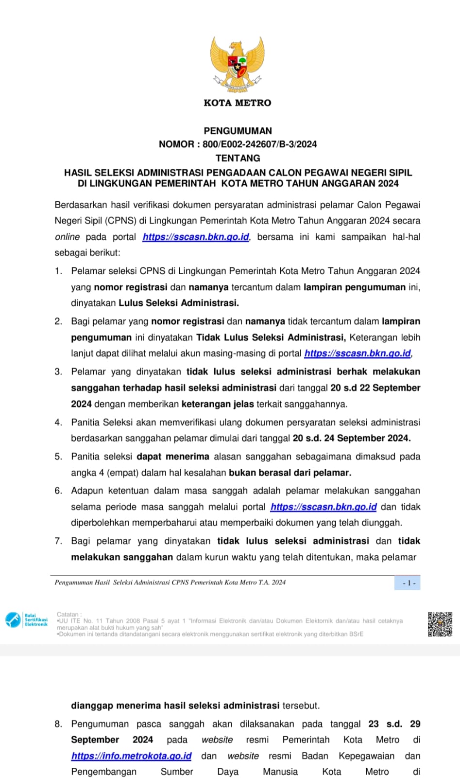 82 Pelamar CPNS di Metro Dinyatakan Tak Lulus Seleksi Administrasi, Cek Ini Jumlah Pelamar yang Lolos! 