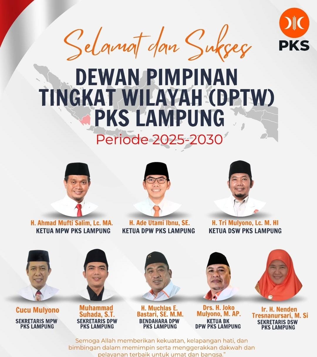 DPP PKS Tetapkan Kepengurusan DPTW PKS Lampung Masa Bakti 2025–2030