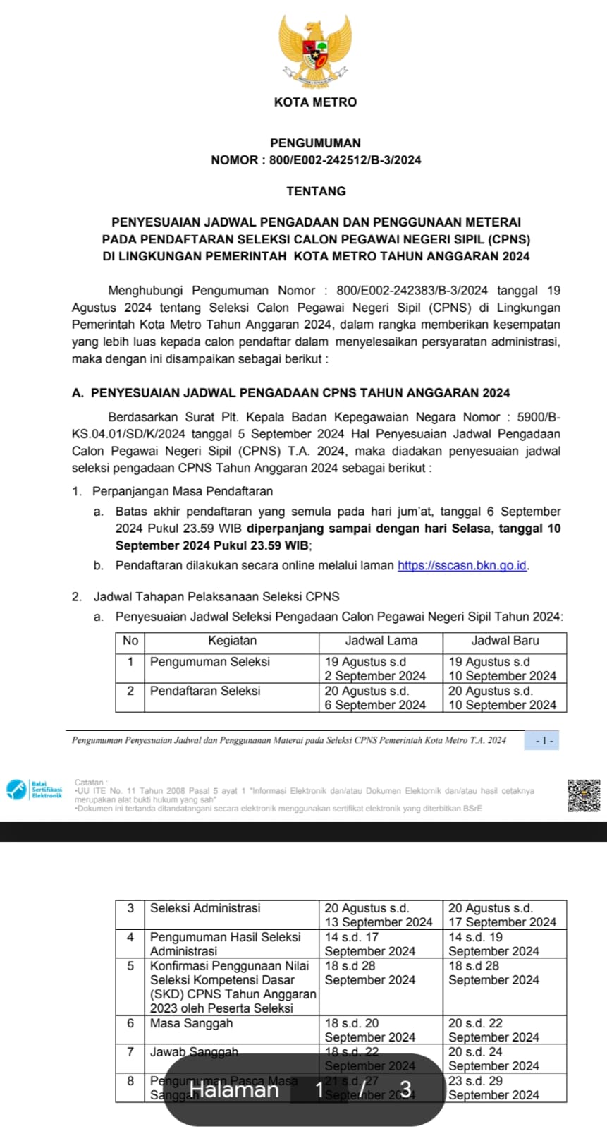 Pendaftaran Resmi Ditutup, 1.843 Pelamar Siap Rebutkan 100 Formasi CPNS di Kota Metro!