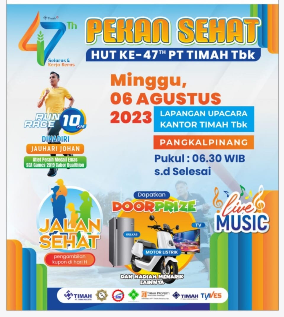 Jangan Sampai Ketinggalan, Ayo Semarakkan Fun Walk HUT ke-47 PT Timah Tbk Ada Ratusan Hadiah