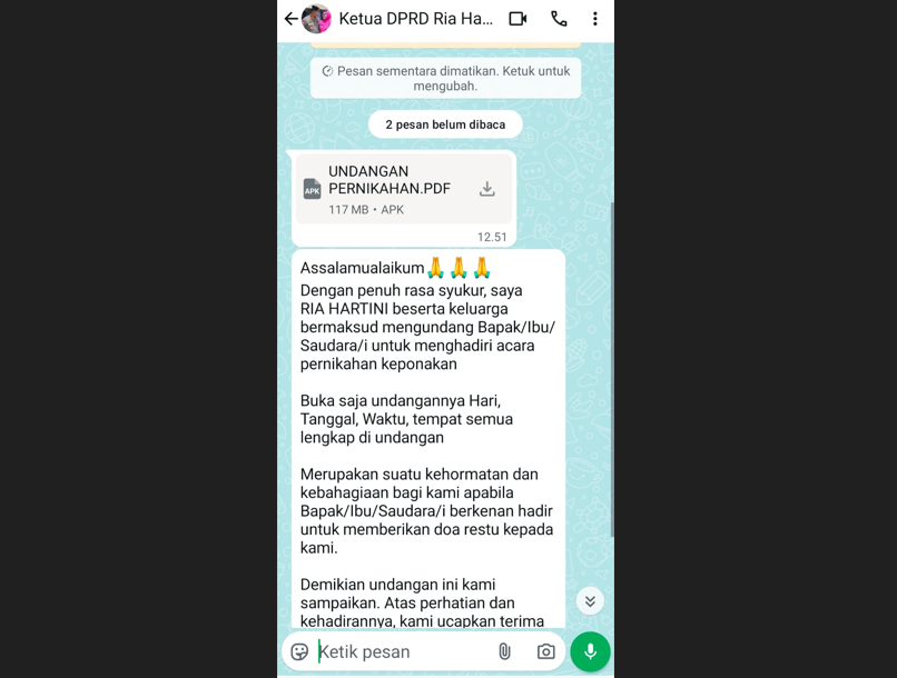 Waspada, Nomor Pribadi Ketua DPRD Kota Metro Diretas