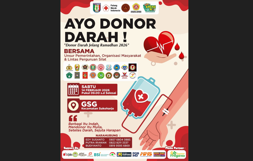 Karang Taruna Sukoharjo dan PWI Pringsewu Gelar Donor Darah Jelang Ramadhan, Target 75 Kantong