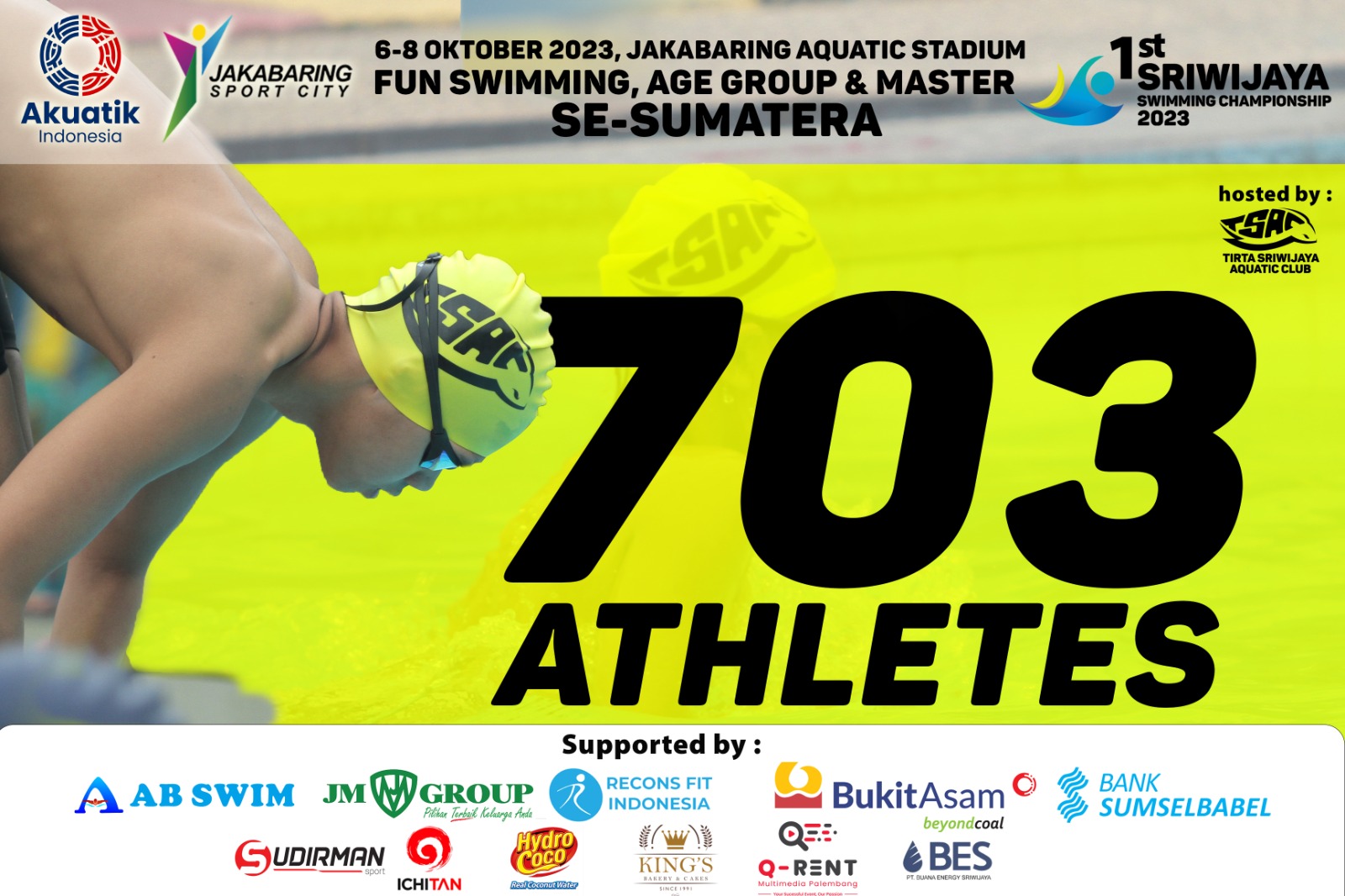 703 Atlet Ikuti Lomba Renang Sriwijaya di Jakabaring
