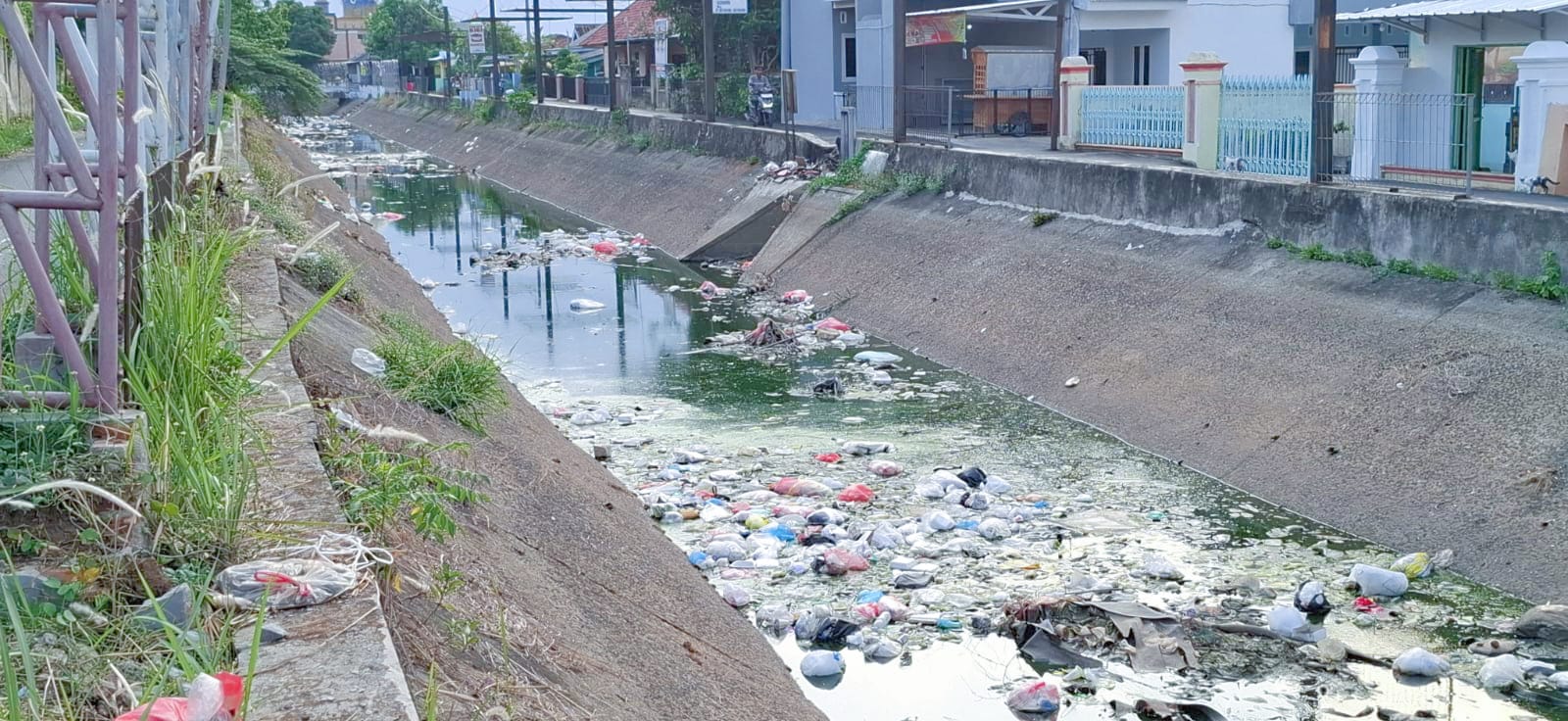 Memprihatinkan, Irigasi Primer di Kota Metro Banyak Sampah! 