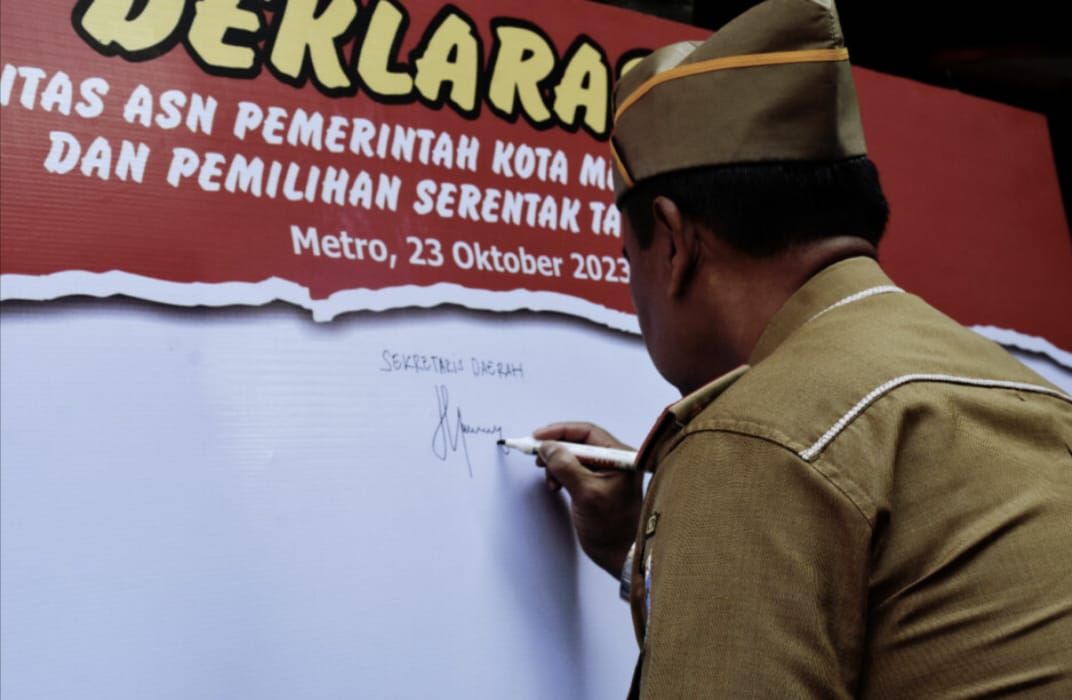 Jelang Pemilu 2024, ASN Metro Lampung Teken Kesepakatan, Ternyata Pegawai Dilarang Lakukan ini! 