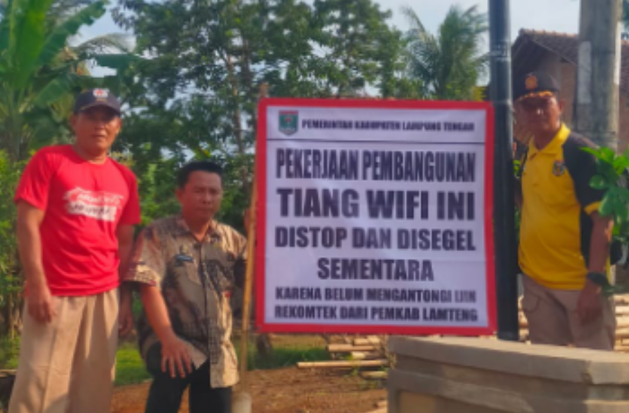 Peringatan Diremehkan, Pemkab Lamteng Segel Pekerjaan My Republic