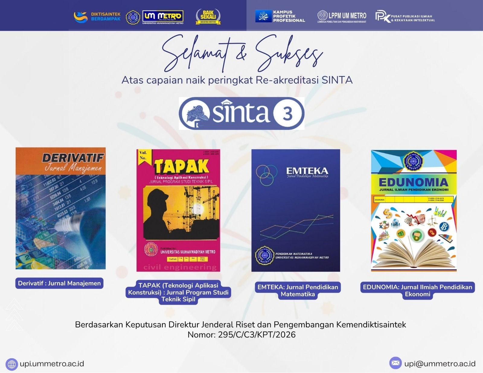 Empat Jurnal UM Metro Raih Re-akreditasi SINTA 3