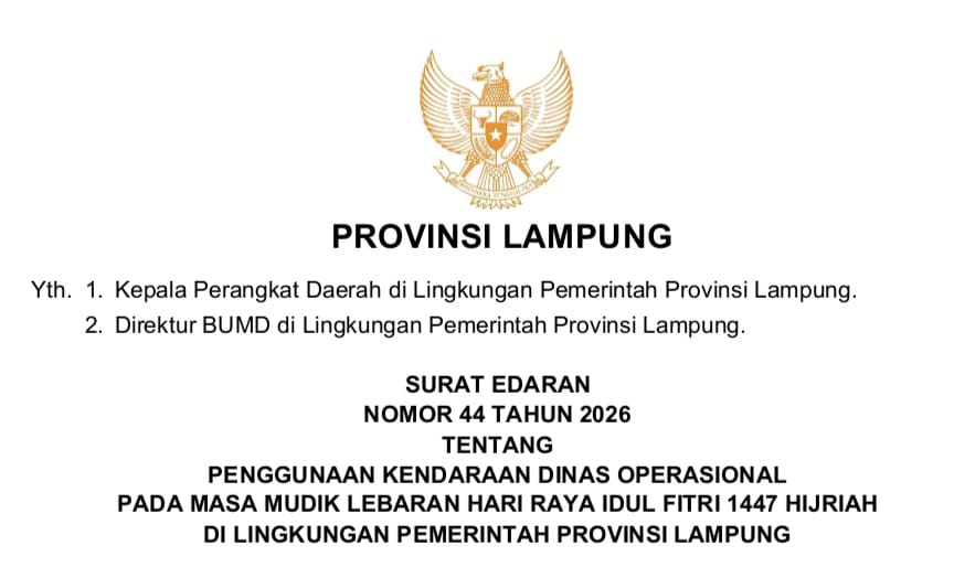 Pemrov Lampung Terbitkan Dua Surat Edaran Jelang Idul Fitri, Apa Isinya?