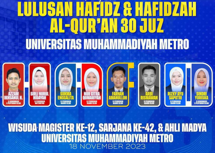 Membanggakan: UM Metro Cetak Delapan Wisudawan Hafidz Quran 30 Juz 