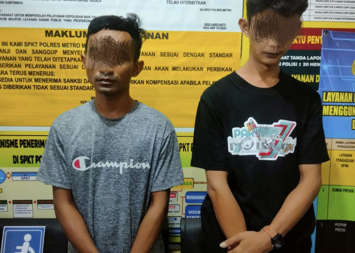 Bawa Narkoba Jenis Sinte dengan Motor Bodong, Dua Pria Asal Kota Metro Ditangkap Polisi
