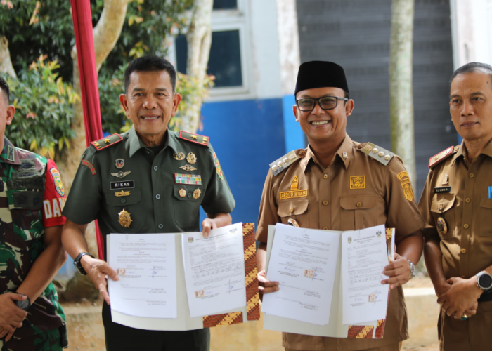 Tandatangani NPHD, Pemda Lamteng Hibahkan Lahan Pada KOREM 043/Gatam