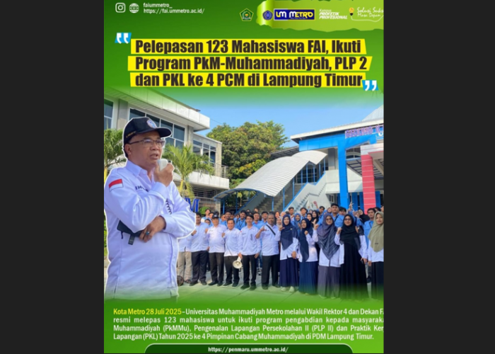 Pelepasan 123 Mahasiswa FAI, Ikuti Program PkM-Muhammadiyah, PLP 2 dan PKL ke 4 PCM di Lampung Timur