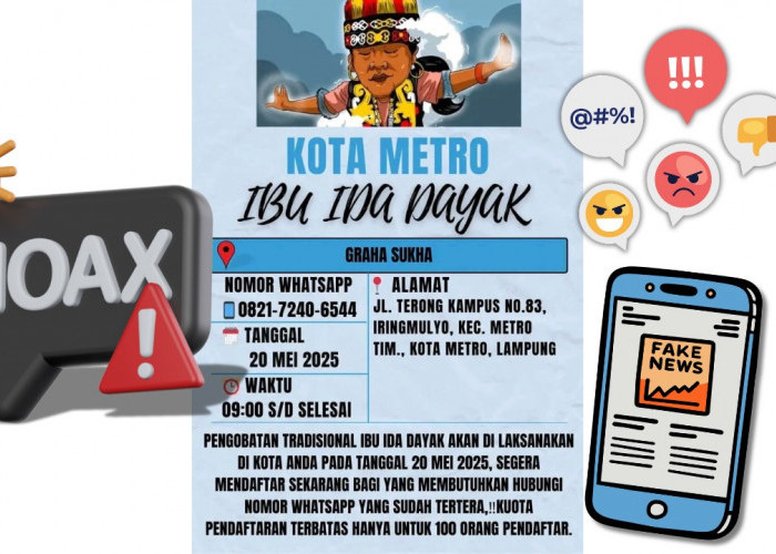 Hoaks! Tersebar di Facebook Pengobatan Tradisional Ibu Ida Dayak di Metro Jadi Modus Penipuan