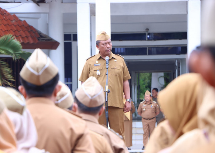 Jadi Pembina Apel, Wakil Bupati Berikan Pesan dan Semangat ke Pegawai Pemkab Lamteng