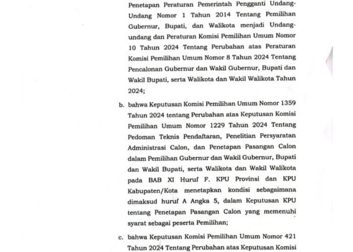 Pasca Pembatalan Paslon Nomor Urut 2, KPU Terbitkan SK Pilkada Metro dengan 1 Paslon