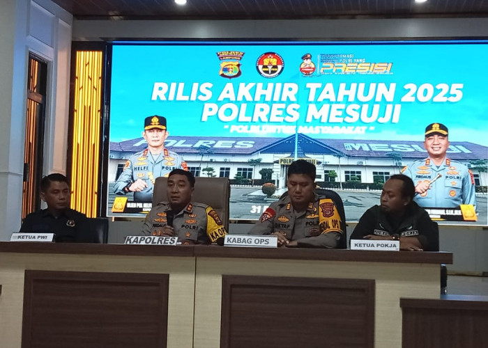 Polres Mesuji Gelar Siaran Pers Akhir Tahun 2025, Ini Rinciannya