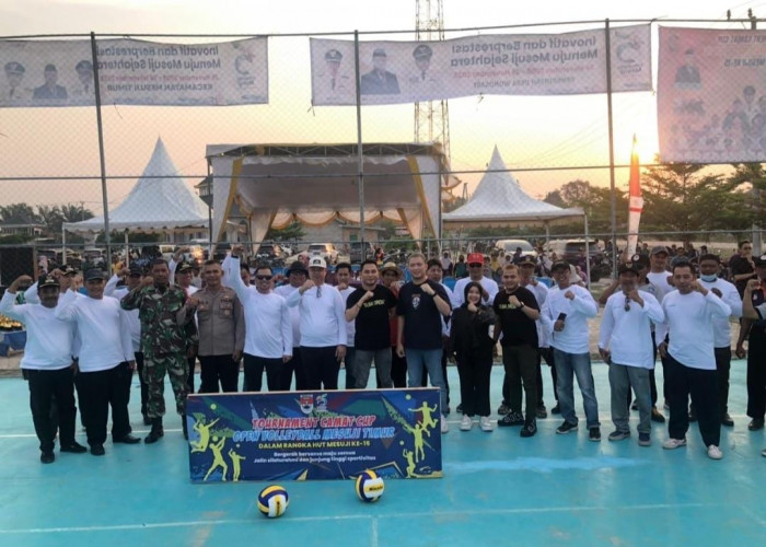 Tiktoker Lampung Bang Taun Dkk, Meriahkan Open Tournament Volly Camat Cup di Mesuji Timur