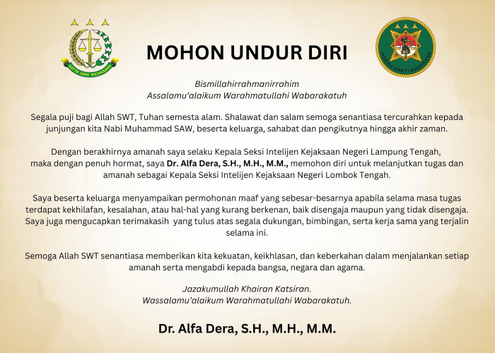 Mohon Undur Diri, Titip Rindu untuk Bumi Beguai Jejamo Wawai