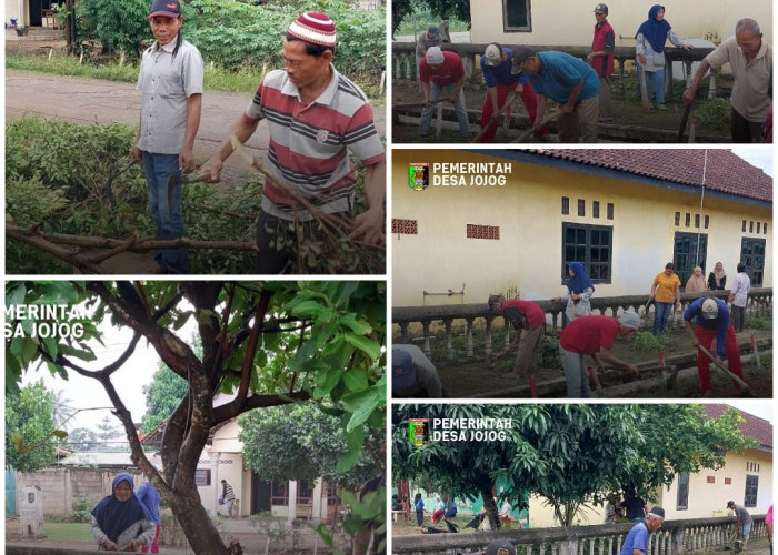 Aparatur Desa Jojog Bersama Warga Gotong-Royong Bersihkan Balai Desa, Ini Tujuannya