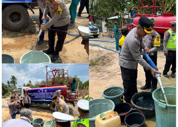 Kapolres Mesuji Bagikan Air Bersih Untuk Masyarakat di Mulya Agung 