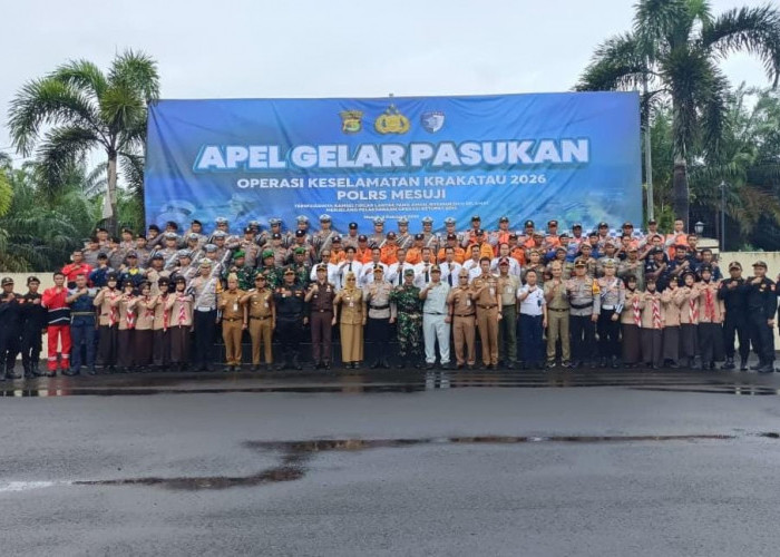 Polres Mesuji Laksanakan Apel Gelar Pasukan Operasi Keselamatan Krakatau 2026