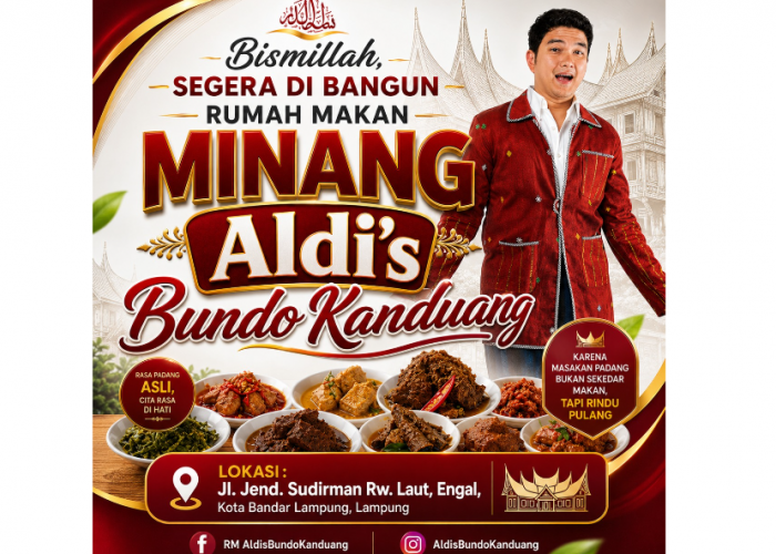 Aldi Taher Siapkan Aldi's Bundo Kanduang, Rumah Makan Minang Autentik di Bandar Lampung