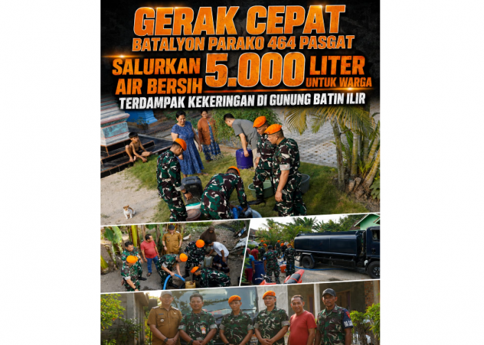 Gerak Cepat Batalyon Parako 464 Pasgat Salurkan Air Bersih bagi Warga Terdampak Kekeringan