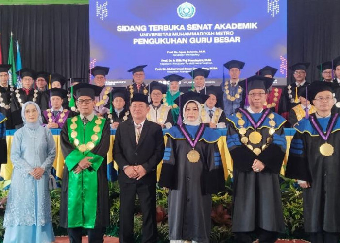 UM Metro Resmi Kukuhkan Tiga Guru Besar, Muhammadiyah Dorong Percepatan SDM Unggul