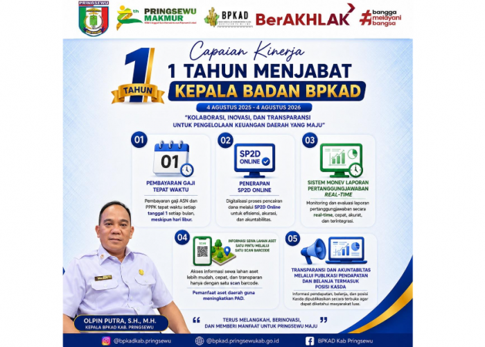 Merajut Transparansi, Menghadirkan Solusi, Satu Tahun Kepemimpinan Olpin Putra di BPKAD Pringsewu