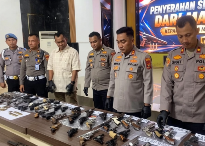 Polres Mesuji Amankan 80 Senpira dan 85 Amunisi Hasil Penyerahan Sukarela Masyarakat Selama Dua Pekan