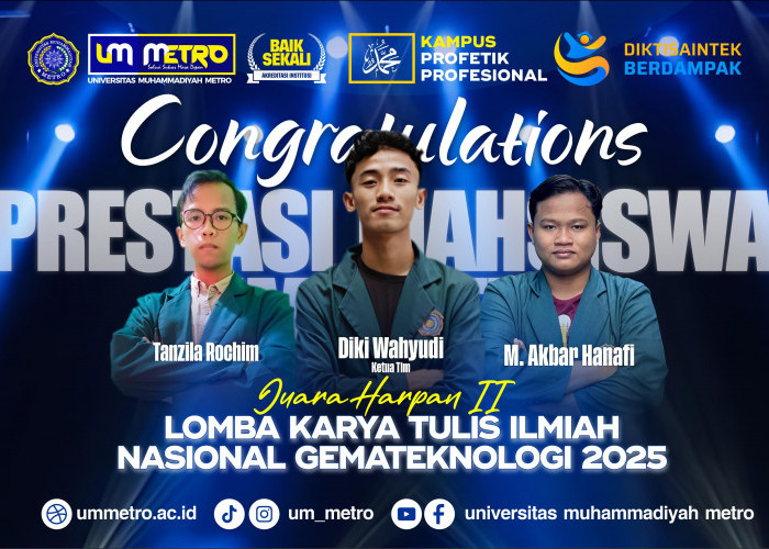 Mahasiswa UM Metro Raih Juara Harapan II di Ajang LKTIN Nasional Gema Teknologi 2025