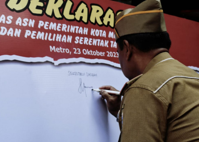 Jelang Pemilu 2024, ASN Metro Lampung Teken Kesepakatan, Ternyata Pegawai Dilarang Lakukan ini! 