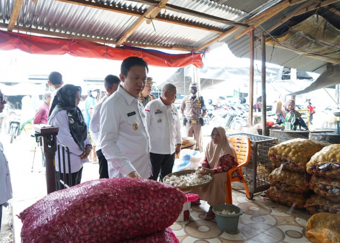 Hari Kedua Ramadan, Pj Bupati Pringsewu Monitoring Harga Sembako di Pasar 